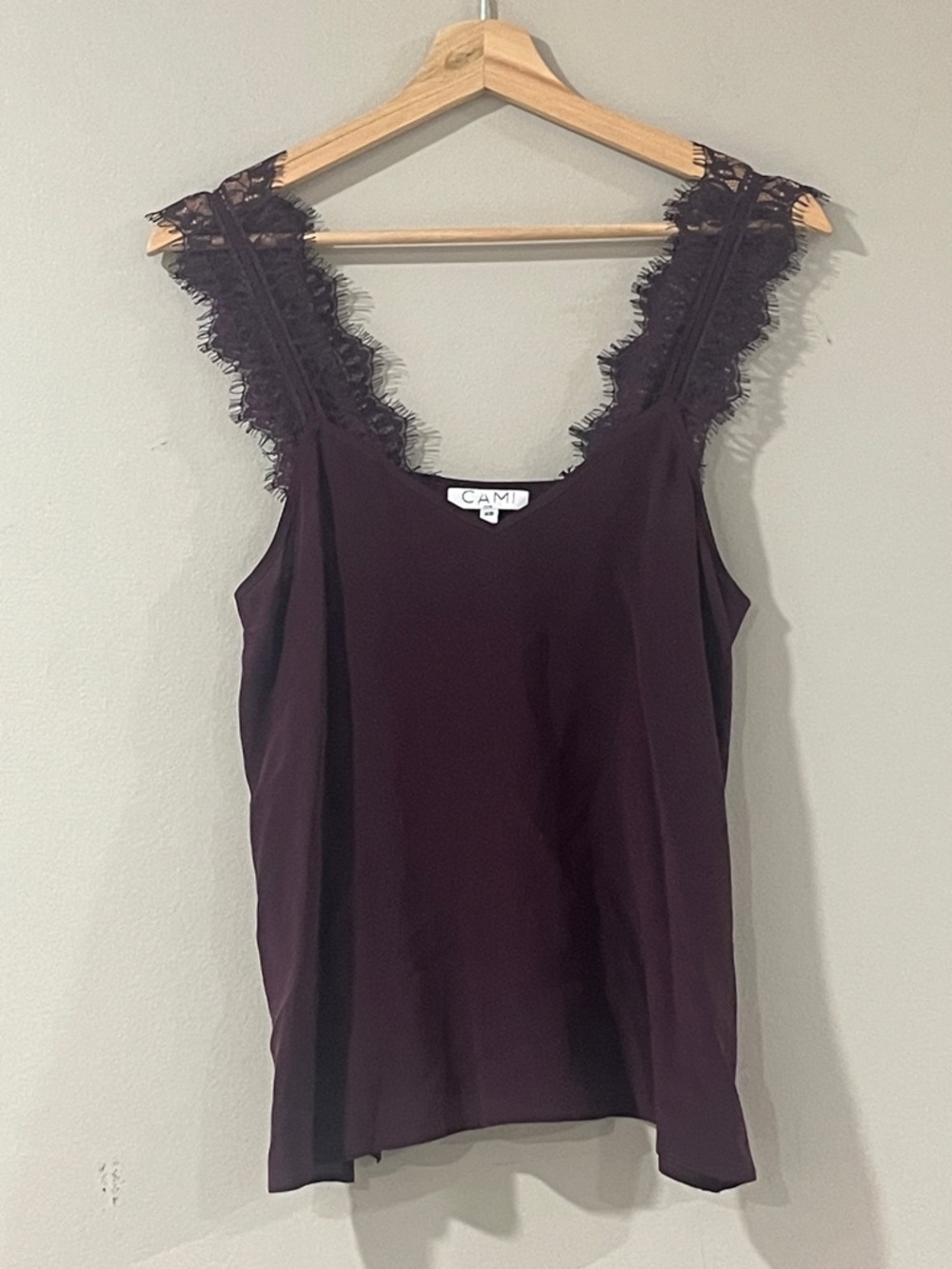 Cami NYC Lace-Trim Dark Burgundy Satin Camisole